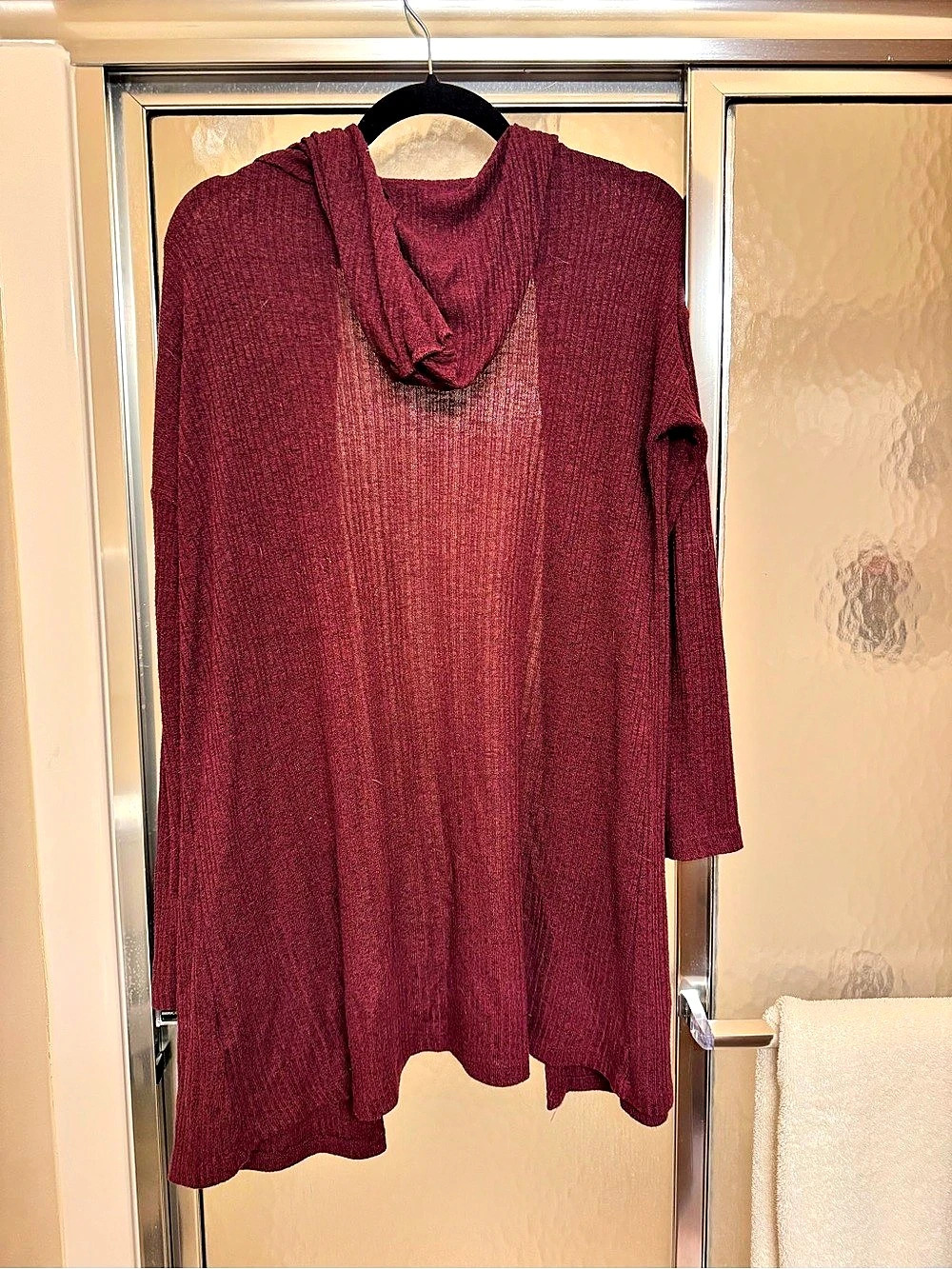 American Eagle Outfitters Soft & Sexy Plush Hooded Cardigan Burgundy Medium